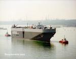 ID 2424 CYGNUS LEADER (1998/57623grt/IMO 9158288. Renamed GREEN LAKE) makes her maiden call at Southampton, England.
